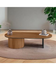 Mesa de Centro Ipê em Madeira Maciça Imbuia Mel Metal Preto