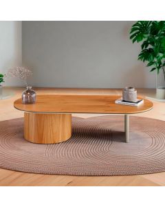 Mesa de Centro Ipê em Madeira Maciça Mel Metal Champagne
