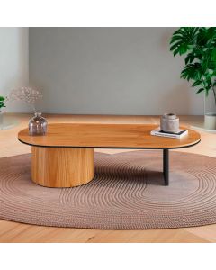 Mesa de Centro Ipê em Madeira Maciça Mel Metal Preto