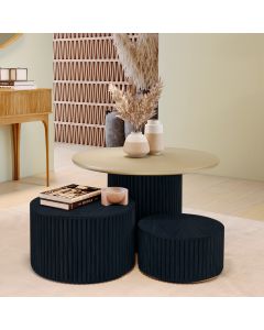 Conjunto 3 Mesas Decorativas Lua em Madeira Maciça - Ébano